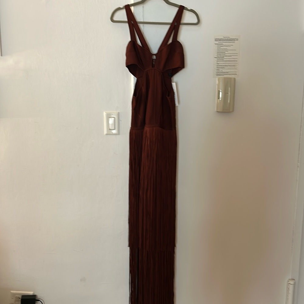 Burgundy stretch tank dress with loose strings and cut outs